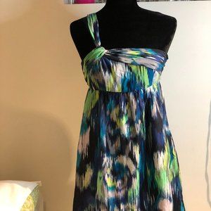 Ann Taylor LOFT Abstract Print One Shoulder Dress